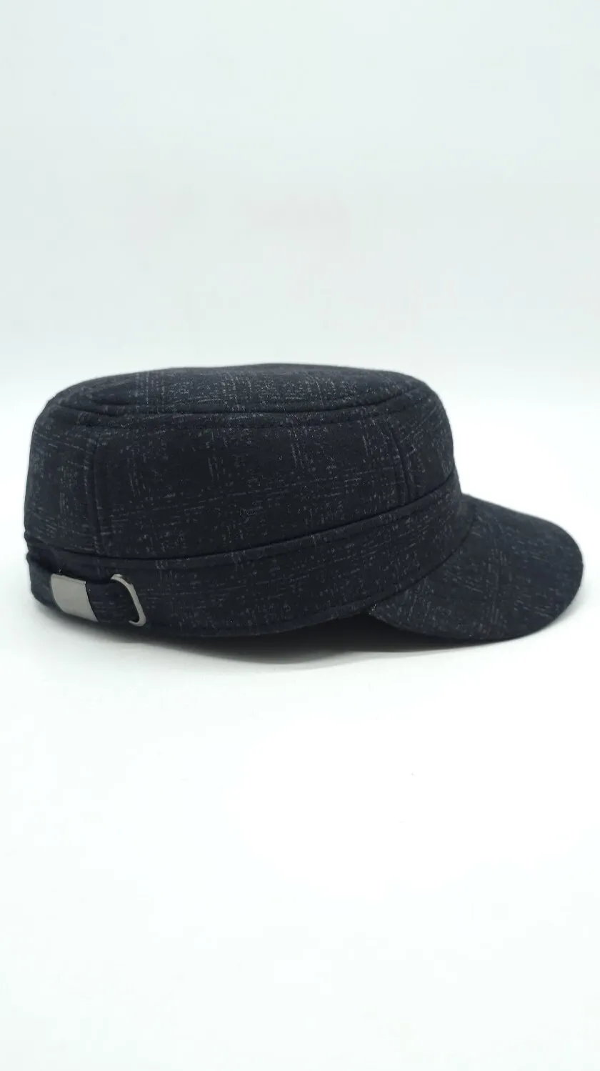 Кепка німка тіарова утеплена з вухами в приховану клітинку Mazur XS/54-55 Чорний  NK2-OR52 