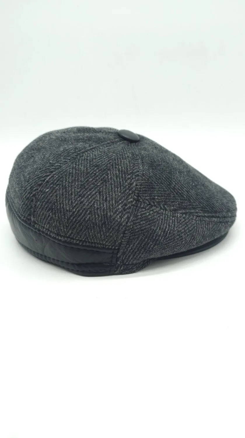 Кепка п’ятиклинка кашемірова в ялинку на хутрі 56 Темно-сірий 15810 