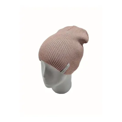 Шапка пряма подвійна подовжена дрібної в’язки в рубчик Flinn Cascona 50-55 Світло-пудровий