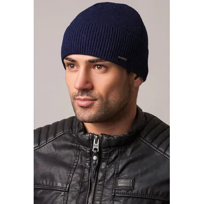 Шапка мужская мелкой вязки без подкладки Classic Cascona 56-58 Черный