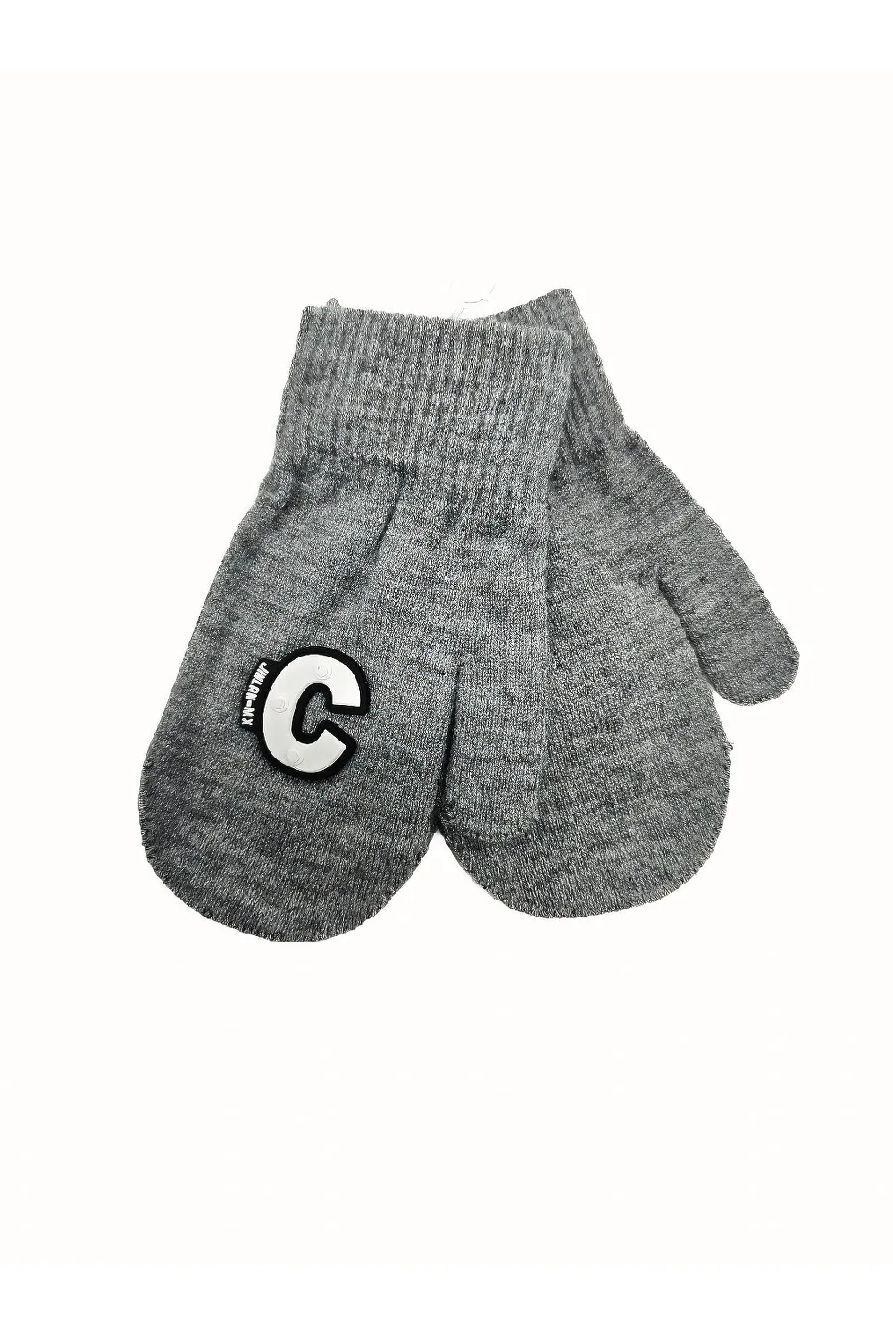 Рукавицы варежки детские одинарные с логотипом “C” на возраст 3-6 лет Серый с белым 11993 