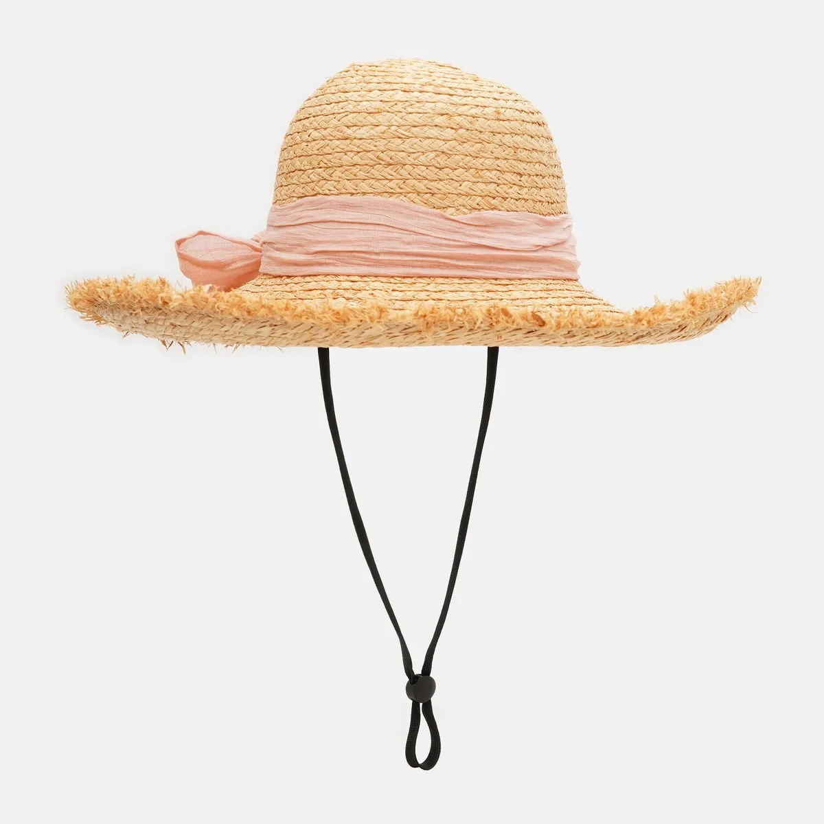Капелюх солом’яний з стрічкою та бахромою Fortune 54-57 Бежевий з рожевим SM449 