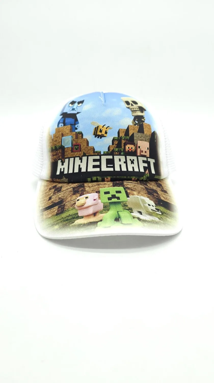 Бейсболка с сеткой и рисунком Minecraft SKELETON 52-55 Белый 
