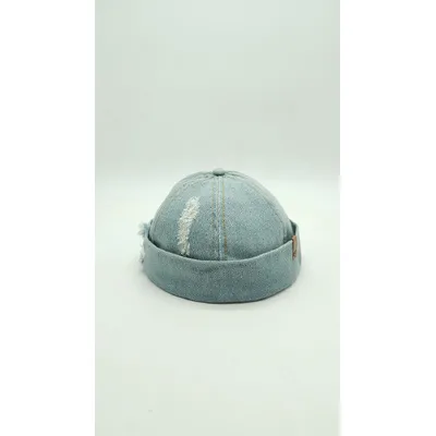 Кепка без козирка феска докер джинсова РВАНА Fortune 55-58 Блакитний