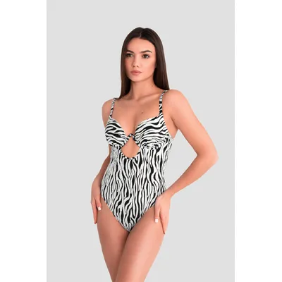 Купальник суцільний балконет з зебровим принтом 23502D Teres 38 Чорний з білим 12712