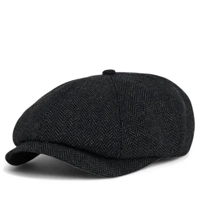 Кепка восьмиклинка хулиганка шерстяная в ёлочку VladAltex 56 Темно-серый 1038-26