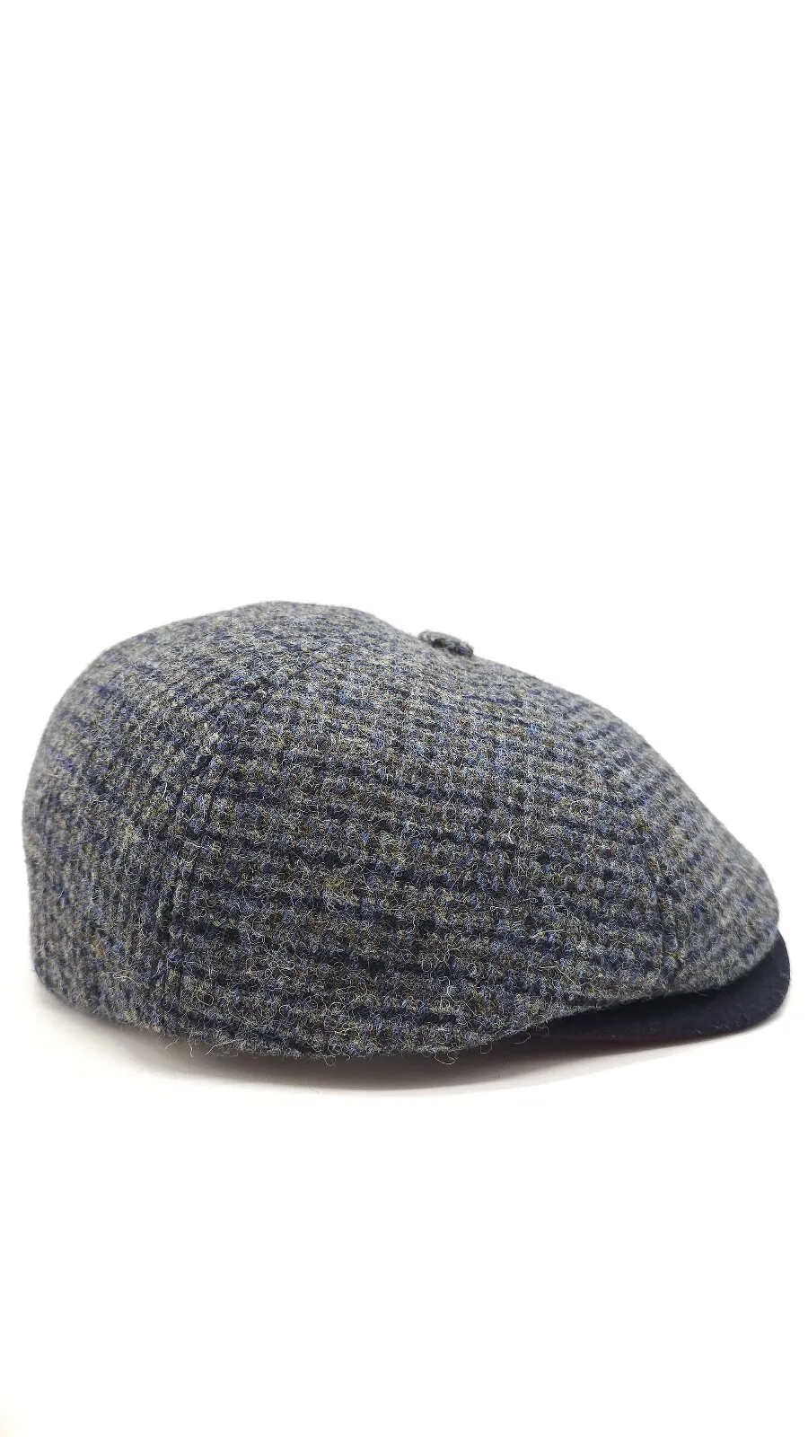 Кепка восьмиклинка вовняна в кольову клітинку 6-LEONARDO HarrisTweed HOOK 56 Темно-сірий HT-C402 