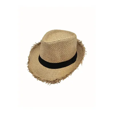 Капелюх челентанка з чорною стрічкою та бахромою Fortune 57-59 Темно-бежевий