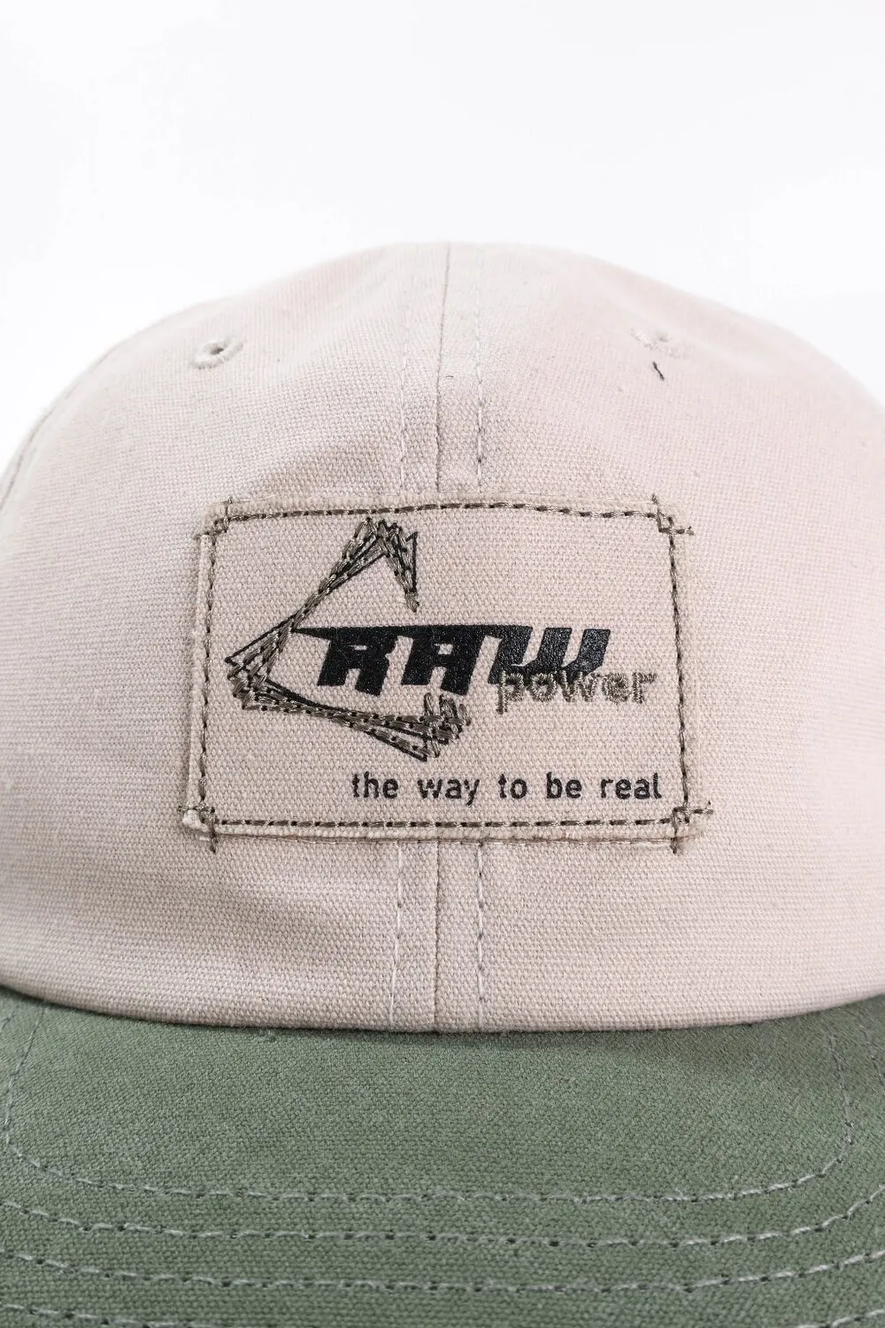 Бейсболка Snapback з прямим дашком та логотипом RAW 56-58 Айворі з оливковим 03081-31 